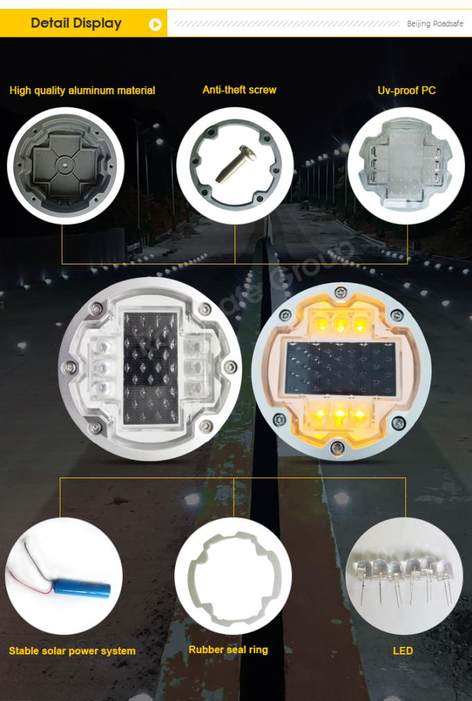 آلومینیوم LED دایره ای درخشان چشم گربه جاسازی شده بی سیم زیرزمینی راهروی نشان دادن نور جاده ای خورشیدی 4